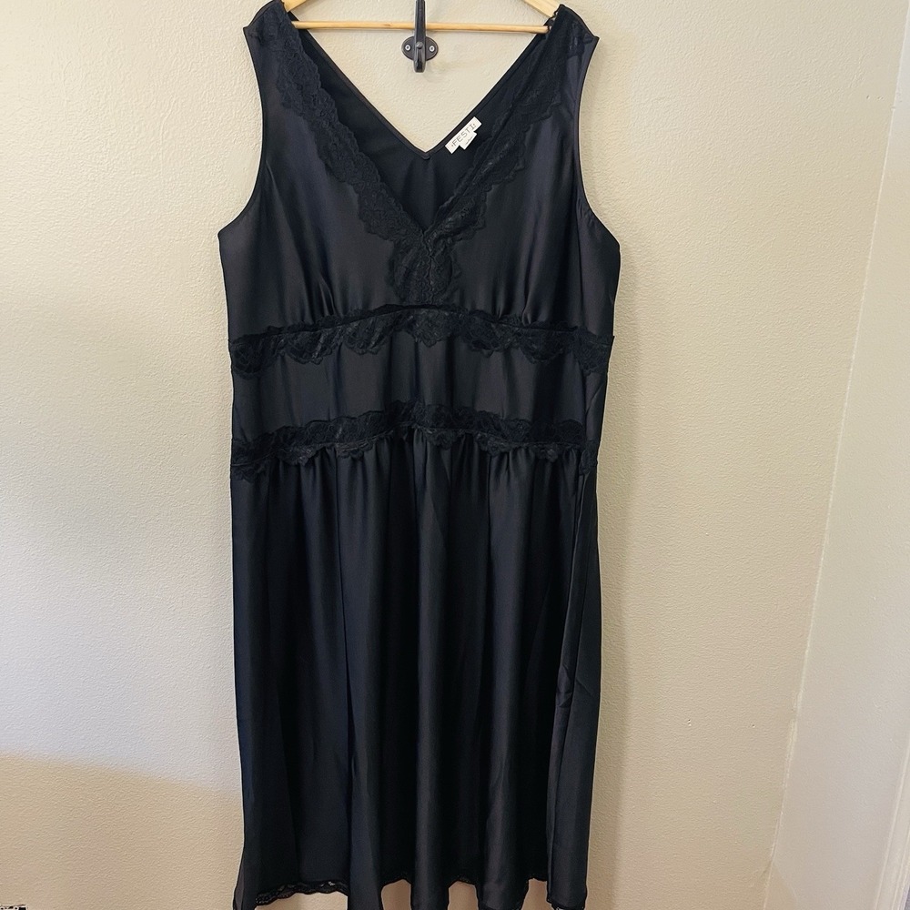 Torrid 3 Festi Satin & Lace Slip Dress Black Event Whimsygoth Dark Romantic Boho